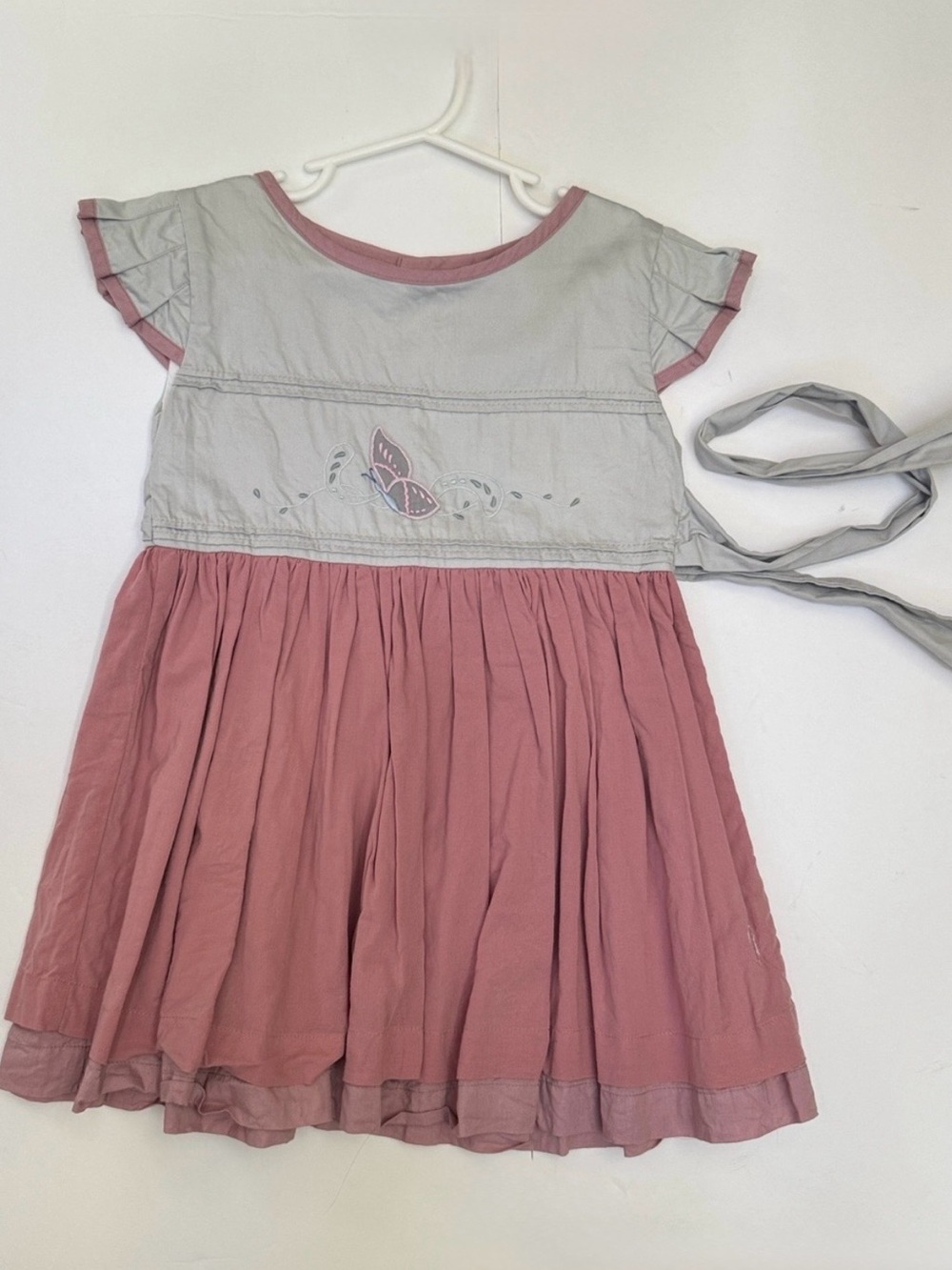 Well Dressed Wolf Summer Wings 3D Butterfly Mauve Rose Pink Gray Dress Girls 3T